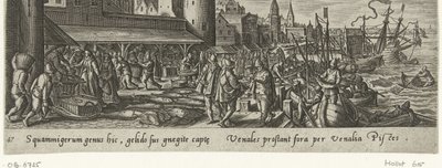 Vismarkt Jacht en visvangst (tytuł serii) Typy myśliwskie, wędkarskie i łowieckie (tytuł serii) autorstwa Philips Galle (attributed to workshop of)