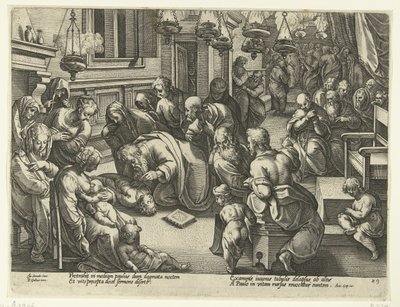 Paweł podnosi Eutychusa Historia Apostołów (tytuł serii) autorstwa Philips Galle (workshop of)