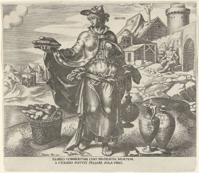 Abigael Abigail (tytuł na obiekcie) Osiem znanych kobiet ze Starego i Nowego Testamentu (tytuł serii) autorstwa Philips Galle