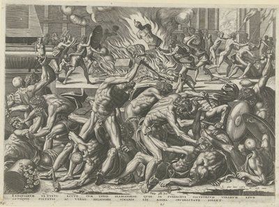 Walka gladiatorów autorstwa Philips Galle