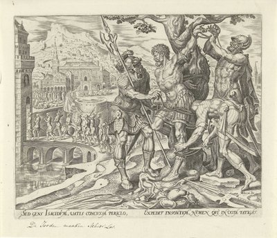 Izraelici uwolnili Achiora Historia Judyty i Holofernesa (tytuł serii) autorstwa Philips Galle