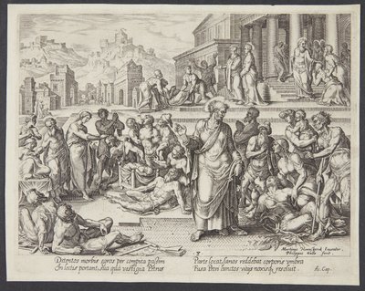 Petrus uzdrawiał chorych swoim cieniem autorstwa Philips Galle
