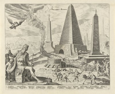 Piramidy Egiptu Piramidy Aegypti (tytuł na obiekcie) Osiem cudów świata (tytuł serii) autorstwa Philips Galle