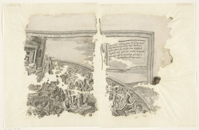 Prawy górny róg wydruku sceny autorstwa Cebes Tabula Cebetis Carta Vitae (tytuł na obiekcie) autorstwa Philips Galle