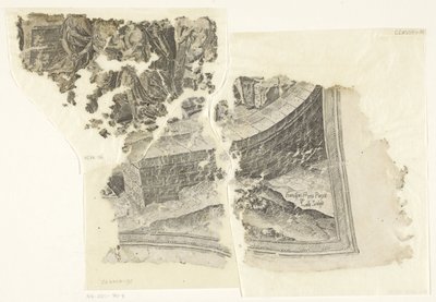 Prawy dolny róg wydruku sceny autorstwa Cebes Tabula Cebetis Carta Vitae (tytuł oryginalny) autorstwa Philips Galle