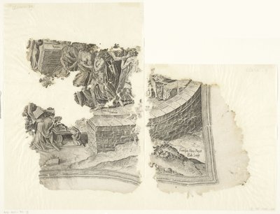 Prawy dolny róg wydruku sceny autorstwa Cebes Tabula Cebetis Carta Vitae (tytuł oryginalny) autorstwa Philips Galle