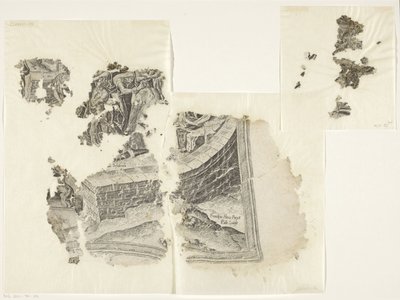 Prawy dolny róg wydruku sceny autorstwa Cebes Tabula Cebetis Carta Vitae (tytuł oryginalny) autorstwa Philips Galle