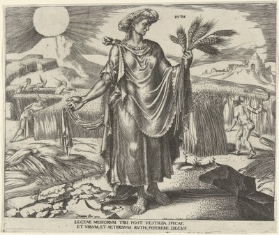 Litość Rvth (tytuł na obiekcie) Osiem znanych kobiet ze Starego i Nowego Testamentu (tytuł serii) autorstwa Philips Galle