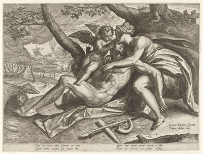 Wenus opłakuje śmierć Adonisa Historia Adonisa (tytuł serii) autorstwa Philips Galle