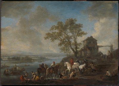 Staw na rzece autorstwa Philips Wouwerman