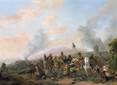 Splądrowanie wioski autorstwa Philips Wouwerman