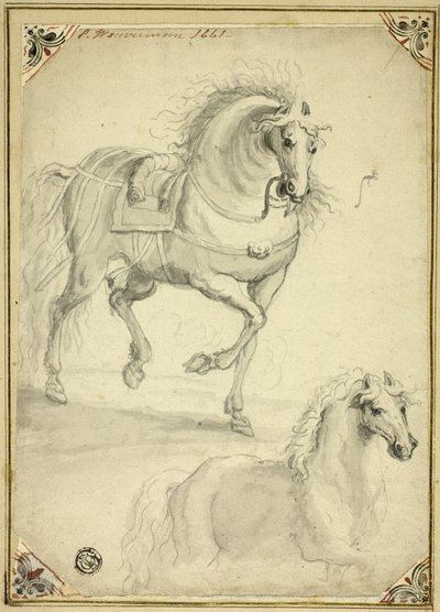 Dwa szkice kłusującego konia autorstwa Philips Wouwerman