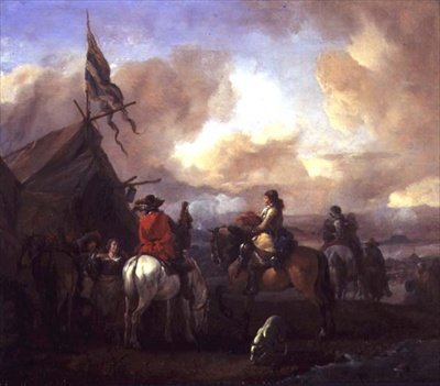 Kawalerzyści w obozie wojskowym (panel) autorstwa Philips Wouwermans or Wouwerman