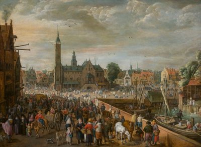 Widok Grote Markt w Lier, początek XVII wieku. autorstwa Philips de Momper the Elder