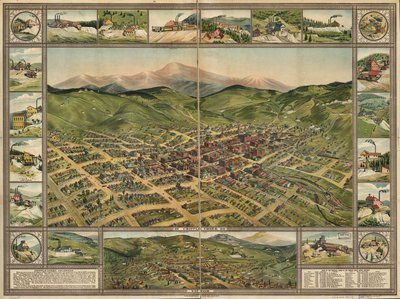 Cripple Creek, 1896. autorstwa Phillips and Desjardins Western Lithograph Co.