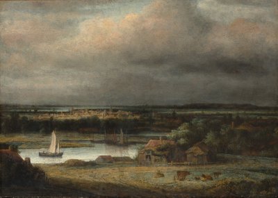 Krajobraz szerokiej rzeki, ok. 1648-49 autorstwa Phillips de Koninck
