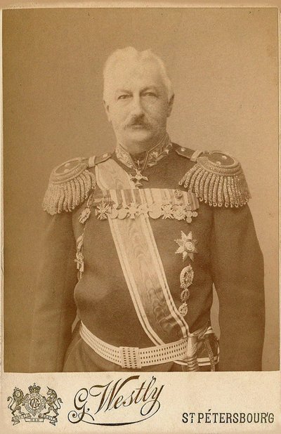 Generał Konstantin Pawłowicz Preżbiano 1840-1905. autorstwa Photo studio E. Westly and Co.