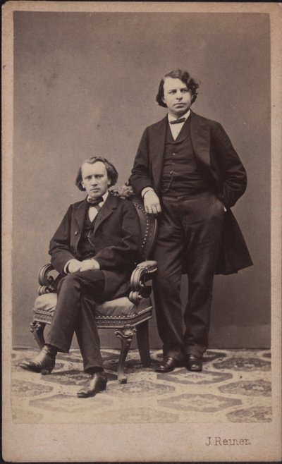 Johannes Brahms 1833-1897 i Josef Joachim 1831-1907, 1867. autorstwa Photo studio J. Reiner.