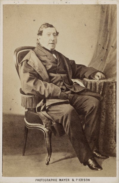 Portret kompozytora Gioachino Antonio Rossiniego 1792-1868, ok. 1860. autorstwa Photo studio Mayer and Pierson.