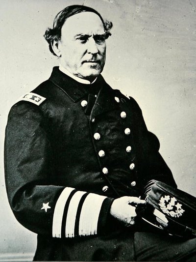 Portret Davida Glasgow Farraguta (1801-1870); zdobył Nowy Orlean w 1862 i Mobile Bay autorstwa Photographer American