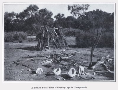 Rodzime miejsce pochówku, płakające czapki na pierwszym planie (zdjęcie czarno-białe) autorstwa Photographer Australian