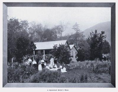 Dom osadnika z Queensland (zdjęcie czarno-białe) autorstwa Photographer Australian