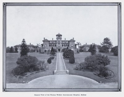 Widok ogólny szpitala Thomas Walker Convalescent Hospital, Sydney (zdjęcie czarno-białe) autorstwa Photographer Australian