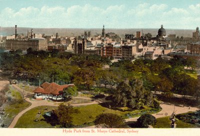 Hyde Park z katedry St Marys, Sydney (kolorowe zdjęcie) autorstwa Photographer Australian