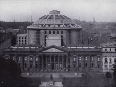 Melbourne: Public Library and Museum, przedstawiająca największą kopułę na półkuli południowej, Biblioteka zawiera 350 000 woluminów (zdjęcie czarno-białe) autorstwa Photographer Australian