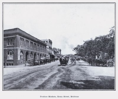 Rynki produkcyjne, Roma Street, Brisbane (zdjęcie czarno-białe) autorstwa Photographer Australian