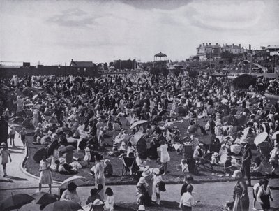 St Kilda Beach, popularny nadmorski kurort Melbourne, Pokazuje trawniki (zdjęcie czarno-białe) autorstwa Photographer Australian