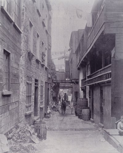 Kanada: Little Champlain Street, Quebec (zdjęcie czarno-białe) autorstwa Photographer Canadian