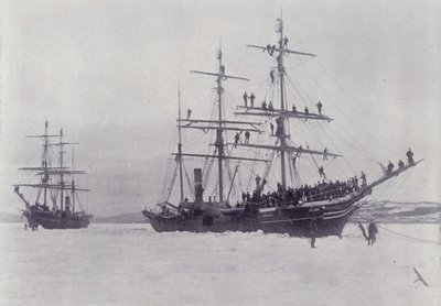 Kanada: Uszczelnianie parowców w lodzie (zdjęcie czarno-białe) autorstwa Photographer Canadian