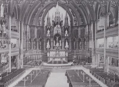 Wnętrze katedry Notre Dame, Montreal (zdjęcie czarno-białe) autorstwa Photographer Canadian