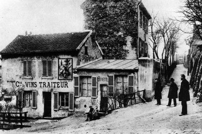 Cabaret des Assassins, Cabaret du Lapin Agile, Rue des Saules (zdjęcie czarno-białe) autorstwa Photographer French