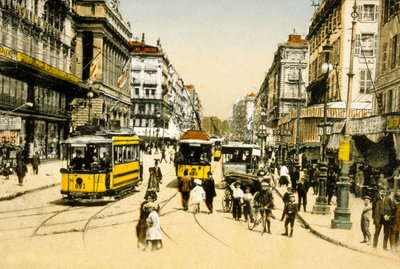 Cannebiere z tramwajami, Marsylia, Francja, ok. 1900 (zdjęcie) autorstwa Photographer French