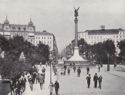 Belle-Alliance-Platz i Friedrich-Strasse (zdjęcie czarno-białe) autorstwa Photographer German