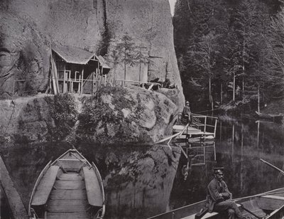 Edmundsklamm, przednia stacja łodzi (zdjęcie czarno-białe) autorstwa Photographer German