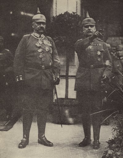 Marszałek polny von Hindenburg i generał Ludendorff, dowódcy armii niemieckiej (kolorowa litografia) autorstwa Photographer German