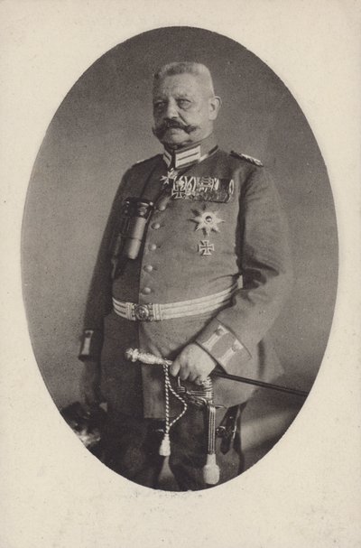 Feldmarszałek Paul von Hindenburg, dowódca armii niemieckiej w I wojnie światowej (zdjęcie czarno-białe) autorstwa Photographer German