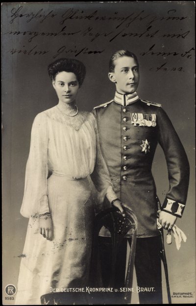 Niemiecki książę koronny z narzeczoną, Friedrich Wilhelm, RPH autorstwa Photographer German