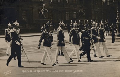 Kaiser Wilhelm II i jego synowie (zdjęcie czarno-białe) autorstwa Photographer German