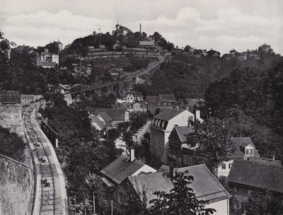 Loschwitz, kolejka linowa (zdjęcie czarno-białe) autorstwa Photographer German