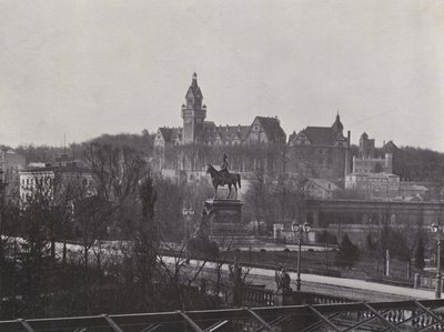 Poczdam, Szkoła Wojenna i Pomnik Cesarza Wilhelma Des Grossen (zdjęcie czarno-białe) autorstwa Photographer German