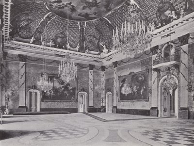 Poczdam, Neues Palais, Sala Marmurowa (zdjęcie czarno-białe) autorstwa Photographer German