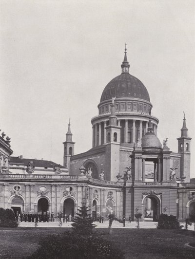 Poczdam, Stadtschloss, Fortunaportal i St Nikolaikirche (zdjęcie czarno-białe) autorstwa Photographer German