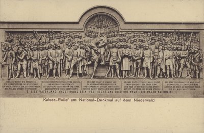 Kaiser, płaskorzeźba na Nationaldenkmal, pomnik upamiętniający zjednoczenie Niemiec, Rudesheim am Rhein, Hesja (zdjęcie czarno-białe) autorstwa Photographer German