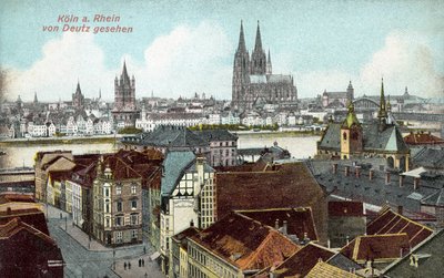 Widok Kolonii po drugiej stronie Renu z Deutz, Niemcy (kolorowe zdjęcie) autorstwa Photographer German