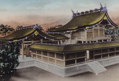 Japonia, ok. 1912: Gmach Główny Meiji Jingu, Sanktuarium, Tokio (zdjęcie) autorstwa Photographer Japanese