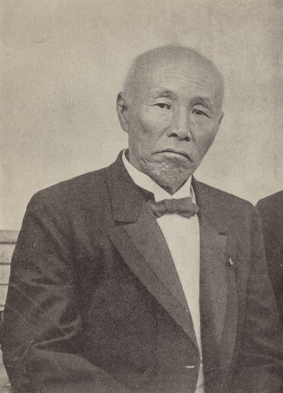 Okuma Shigenobu, premier Japonii w momencie wybuchu I wojny światowej (zdjęcie czarno-białe) autorstwa Photographer Japanese